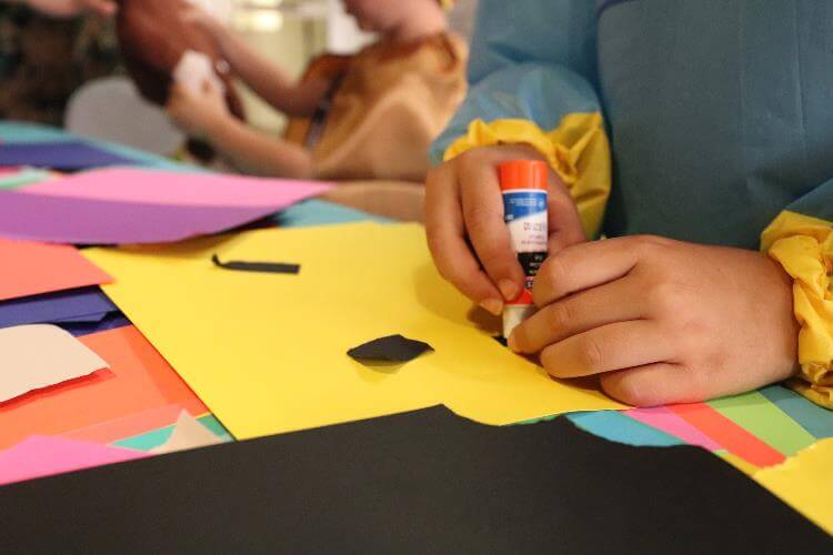 Children create artwork as a part of the 2019-2020 artist in residence project